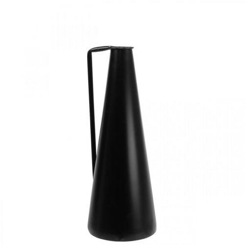 Vaso decorativo jarro decorativo de metal preto cônico 15x14,5x38cm
