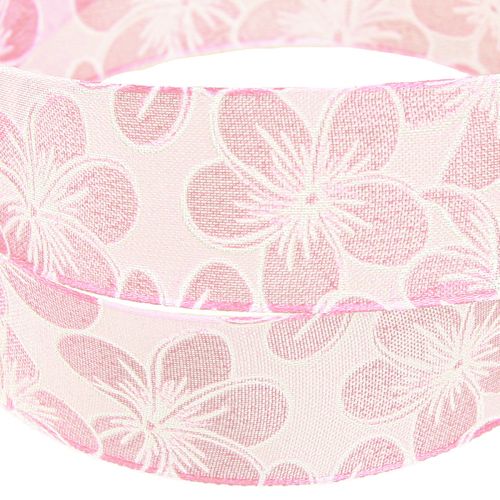 Itens Fita decorativa com flores fita para presente primavera rosa 25mm 20m