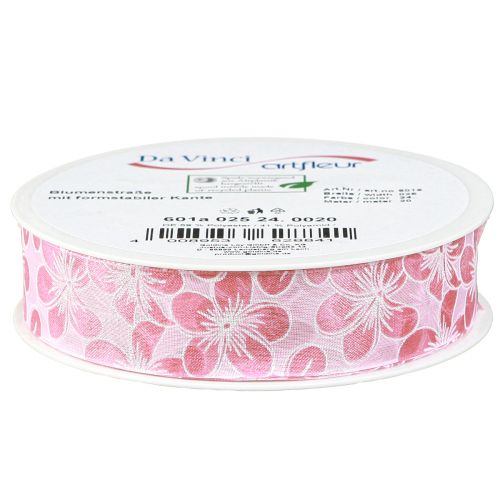 Itens Fita decorativa com flores fita para presente primavera rosa 25mm 20m