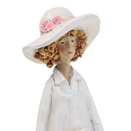 Itens Figuras decorativas jardineira decoração mulher com flores branco rosa Alt.21cm