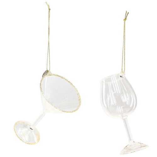 Floristik24 Cabide decorativo para óculos transparente com ouro 9 cm 2 unidades