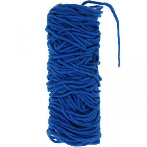 Cordão de feltro fio pavio com fio 30m azul