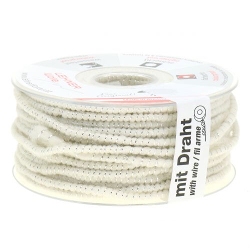 Itens Wick thread glamour branco / prata com arame 33m