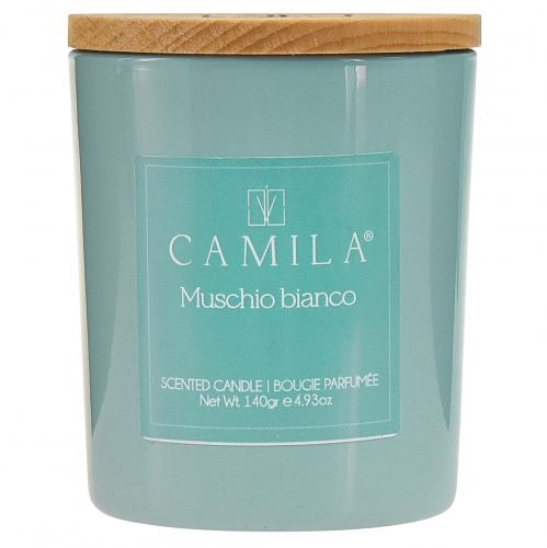 Itens Vela perfumada em copo Camila Almíscar Branco Ø7,5cm Alt.8cm