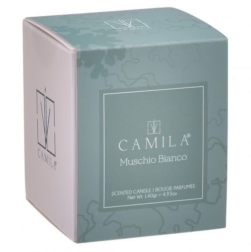 Itens Vela perfumada em copo Camila Almíscar Branco Ø7,5cm Alt.8cm