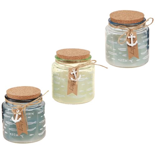 Velas perfumadas em vidro velas de peixe azul marinho verde Alt.11cm 3 unidades