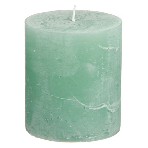 Floristik24 Velas cor sólida velas pilar jade verde 70×80mm 4 un