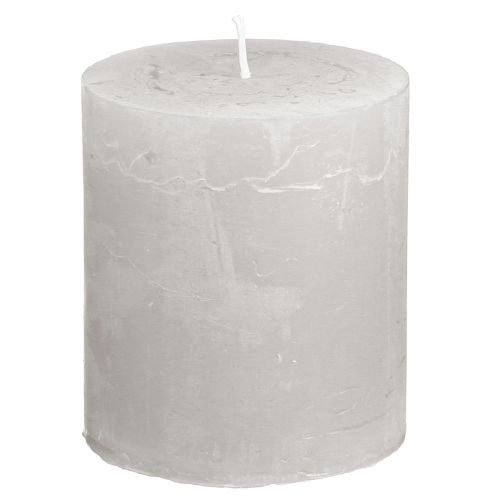 Floristik24 Velas de cor sólida velas pilar cinza claro 70×80mm 4 un