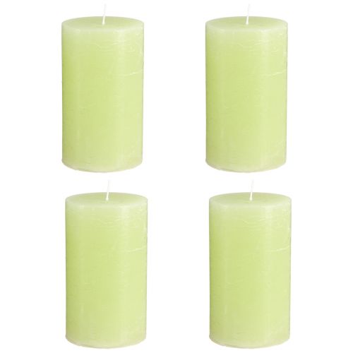 Itens Velas sólidas verde limão​​​​​​​ Velas pilar 70×120mm 4 un