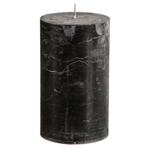 Floristik24 Velas de cor sólida velas pilar pretas 70×120mm 4 un