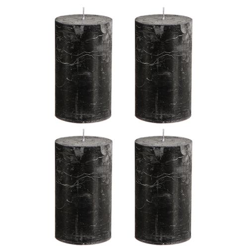 Itens Velas de cor sólida velas pilar pretas 70×120mm 4 un