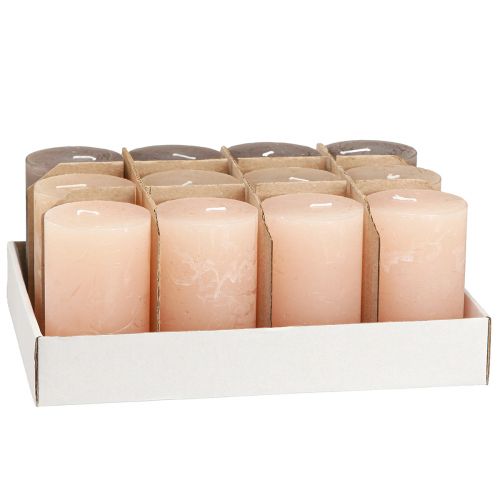 Itens Velas pilar sólidas 3 cores castanho 60×100mm 12 un