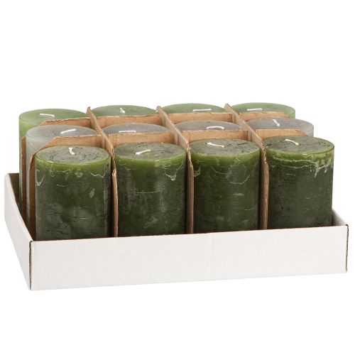 Itens Velas pilar sólidas 3 cores verde 60×100mm 12 un