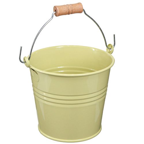 Itens Balde de metal para vaso de flores verde amarelo 20x17,5x16cm 2 unidades