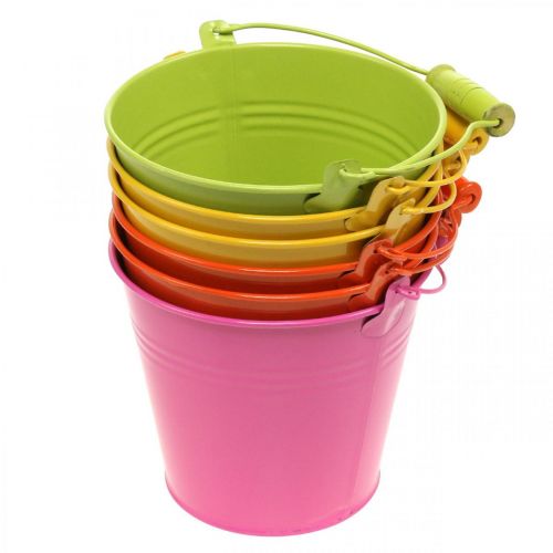 Itens Balde para vaso de plantas balde decorativo de metal cores coloridas Ø14cm Alt.12cm 6 un