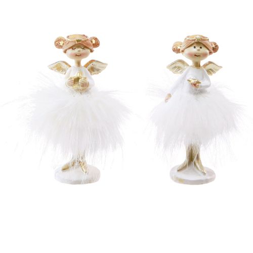 Figuras decorativas de anjo de Natal em ouro branco Alt.10,5 cm 2 unidades