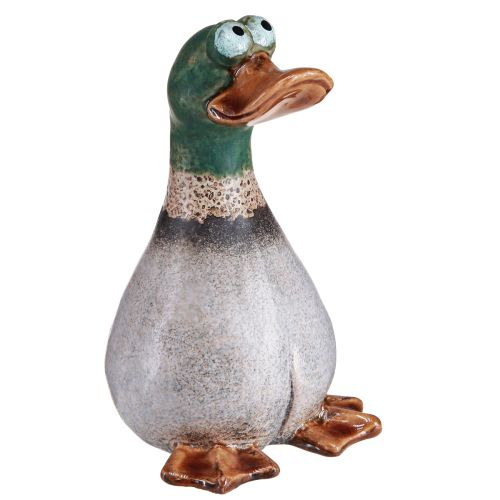 Patos decorativos em cerâmica marrom verde drake sentado Alt.17,5 cm 2 unidades