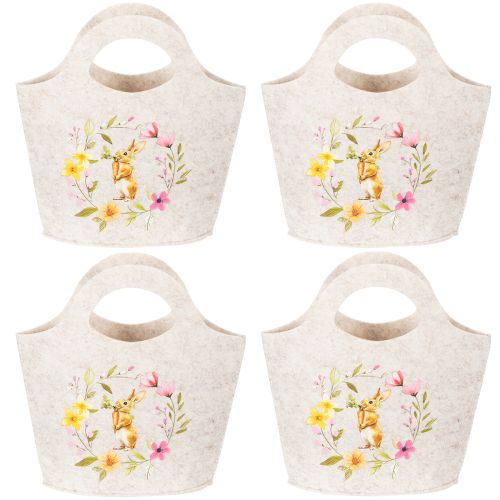 Itens Bolsa de feltro com adorável coelhinho da Páscoa, ideal para primavera e verão, 27 cm, conjunto com 4 peças.