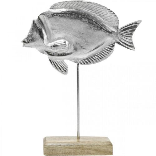 Itens Peixe decorativo, decoração marítima, peixe em metal prateado, cor natural Alt.28,5cm