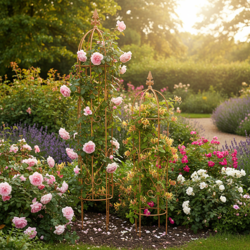 Itens Treliça de jardim, suporte para roseiras e outras plantas trepadeiras, ideal para o design do jardim, 108 cm, conjunto de 2.