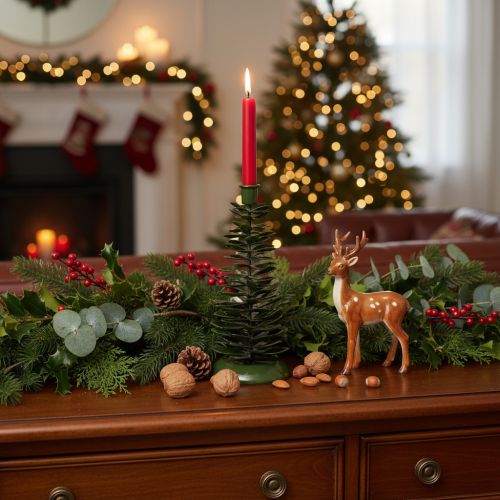 Itens Castiçal em forma de árvore de Natal, decoração em metal verde, 28 cm