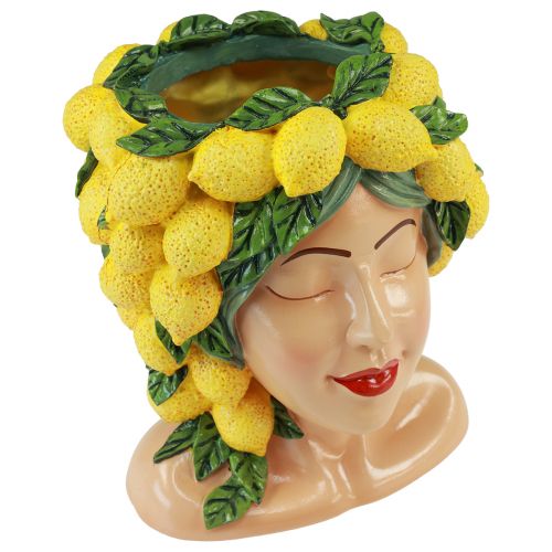 Busto de mulher vaso com decoração de limão mediterrâneo Alt.21,5cm