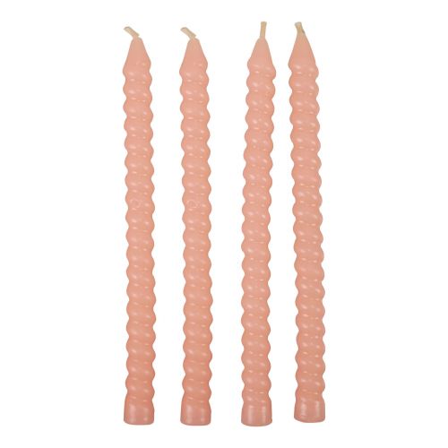 Itens Velas torcidas velas em espiral rosa claro Ø1,4cm Alt.18cm 4 unidades