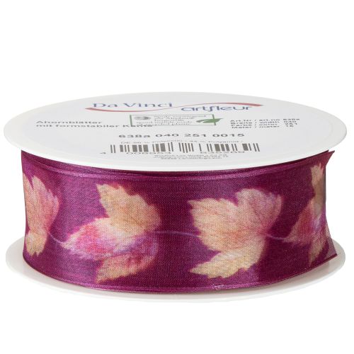 Itens Fita para presente folhas de bordo fita roxa outono 40mm 15m