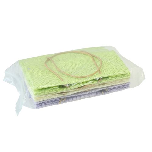 Itens Sacos para presentes tecidos com alças verde, amarelo, roxo 20×10×10cm 6 unidades