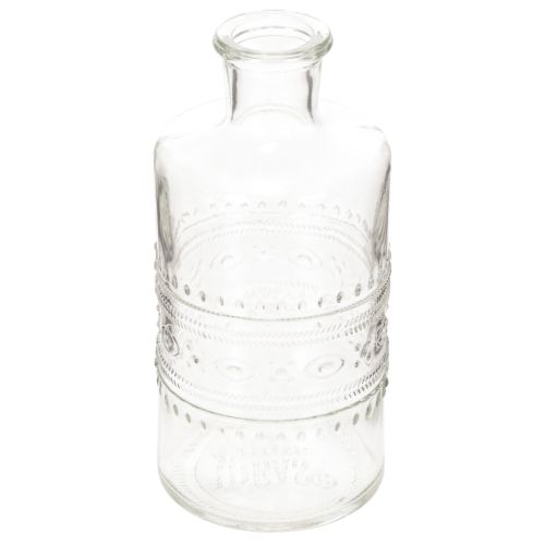 Itens Garrafa de vidro com padrão, cilíndrica, transparente, vaso decorativo, 15 cm, conjunto de 6 peças