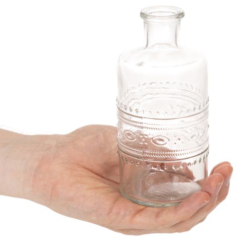 Itens Garrafa de vidro com padrão, cilíndrica, transparente, vaso decorativo, 15 cm, conjunto de 6 peças