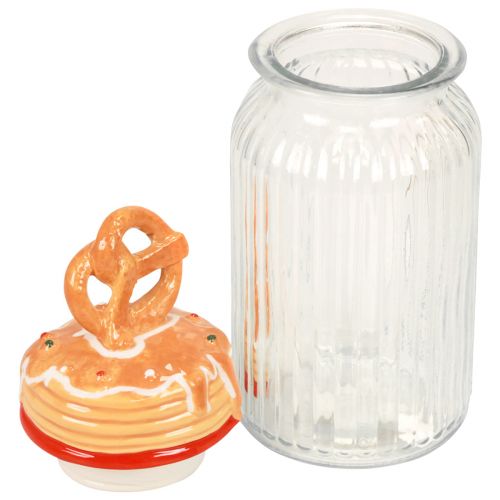 Itens Pote de biscoito de vidro Bonboniere com tampa pretzel Ø11cm Alt.28,5cm