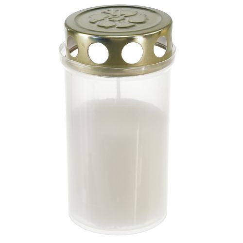 Itens Velas graves em ouro branco Ø5,5cm Alt.11,5cm 24 horas 12 unid.