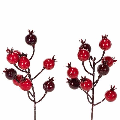 Itens Ramo artificial de romã com hastes ramificadas para decoração de vaso, 19 cm, 4 peças