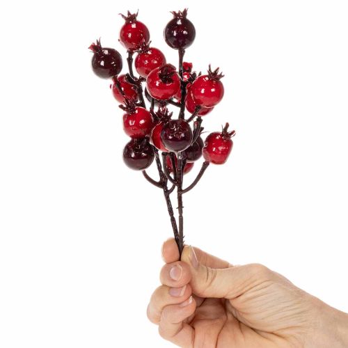 Itens Ramo artificial de romã com hastes ramificadas para decoração de vaso, 19 cm, 4 peças