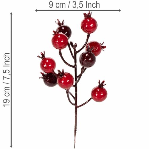 Itens Ramo artificial de romã com hastes ramificadas para decoração de vaso, 19 cm, 4 peças