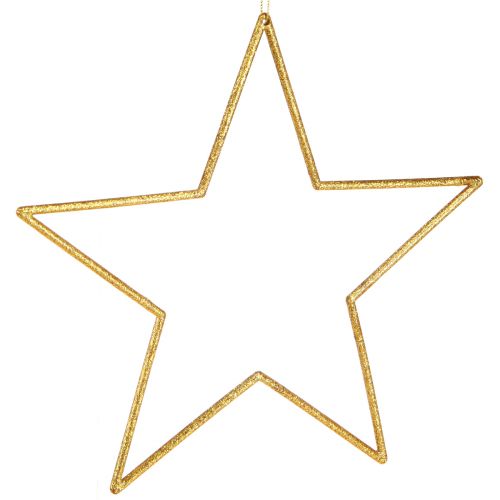 Floristik24 Grandes estrelas decorativas com glitter dourado para pendurar 24 cm 6 unidades