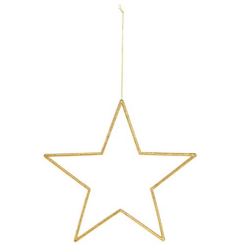 Itens Grandes estrelas decorativas com glitter dourado para pendurar 24 cm 6 unidades