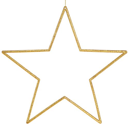 Itens Grandes estrelas decorativas com glitter dourado para pendurar 24 cm 6 unidades