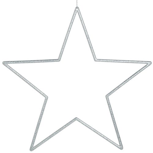 Floristik24 Grandes estrelas decorativas decoração com glitter prateado para pendurar 24 cm 6 unidades