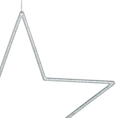 Itens Grandes estrelas decorativas decoração com glitter prateado para pendurar 24 cm 6 unidades