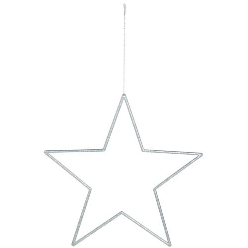 Itens Grandes estrelas decorativas decoração com glitter prateado para pendurar 24 cm 6 unidades