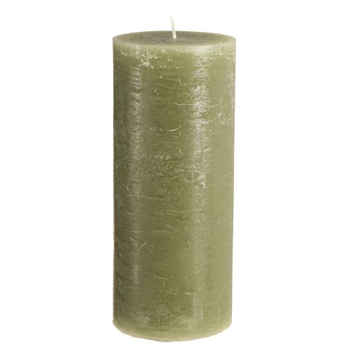 Floristik24 Velas grandes velas pilar verde azeitona 85x200mm 2 un