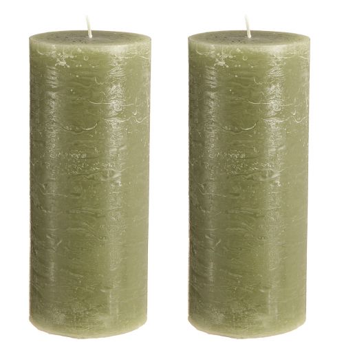 Itens Velas grandes velas pilar verde azeitona 85x200mm 2 un