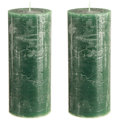 Itens Velas pilares grandes verdes verde escuro 85x200mm 2 un