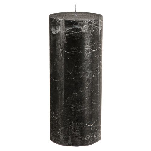 Velas pilares grandes aspecto mármore preto 85x200mm 2 un