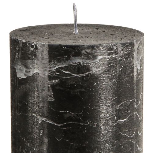 Itens Velas pilares grandes aspecto mármore preto 85x200mm 2 un