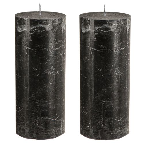 Itens Velas pilares grandes aspecto mármore preto 85x200mm 2 un