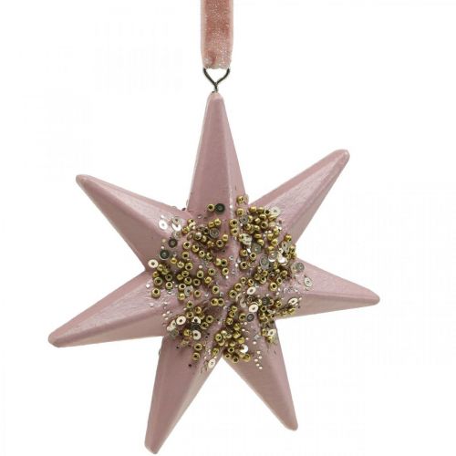 Itens Pingente de natal estrela decorativa para pendurar rosa 4 unid.