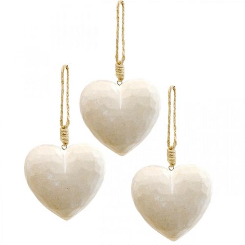 Itens Cabide decorativo de coração de madeira coração decorativo para pendurar branco 12 cm 3 unidades